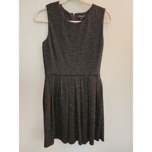 Talula Aritzia Charcoal Grey Marled Sleeveless Pleated Fit and Flare Dress 6